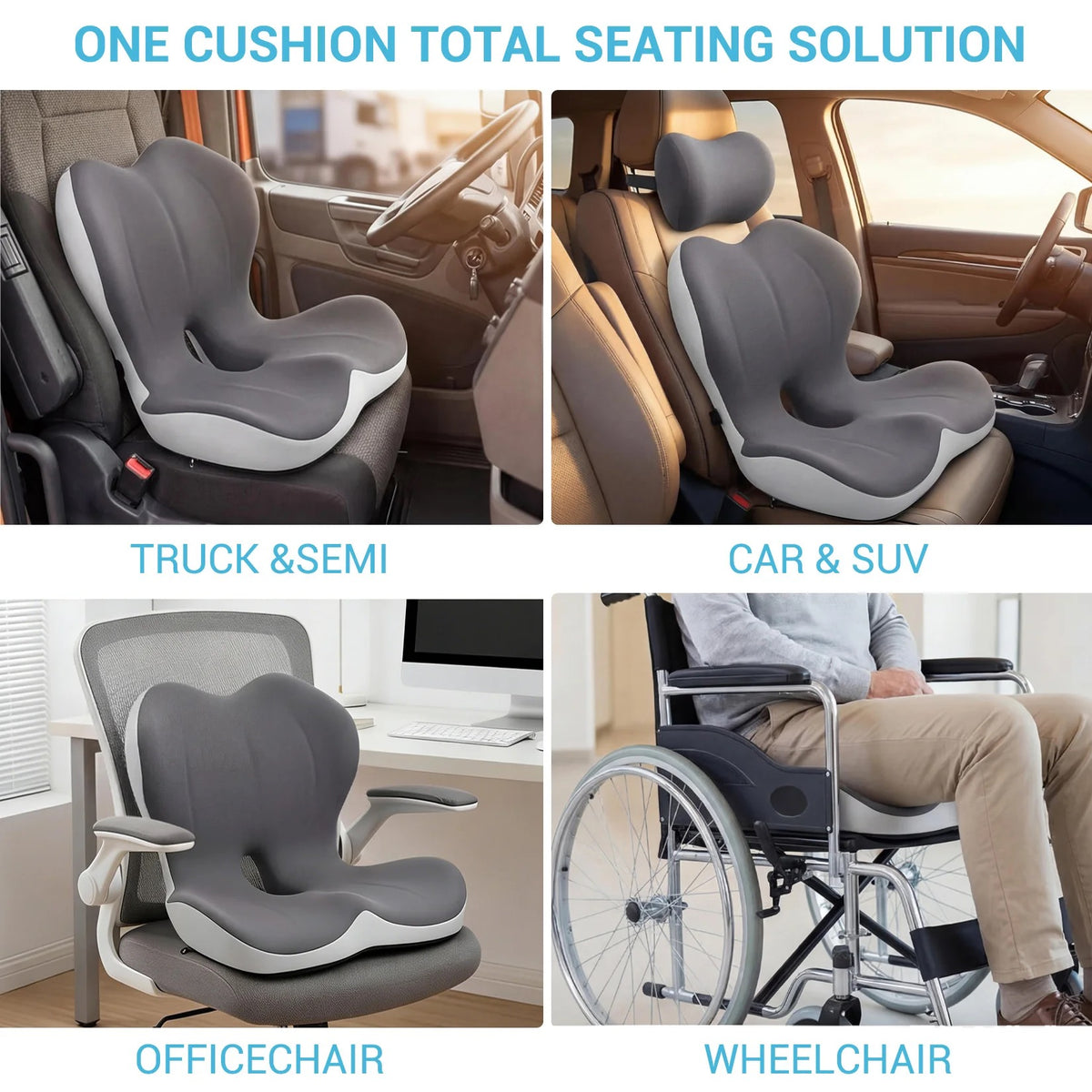 Driver's Seat and Back Cushion, One Piece Memory Foam for Truck Seats