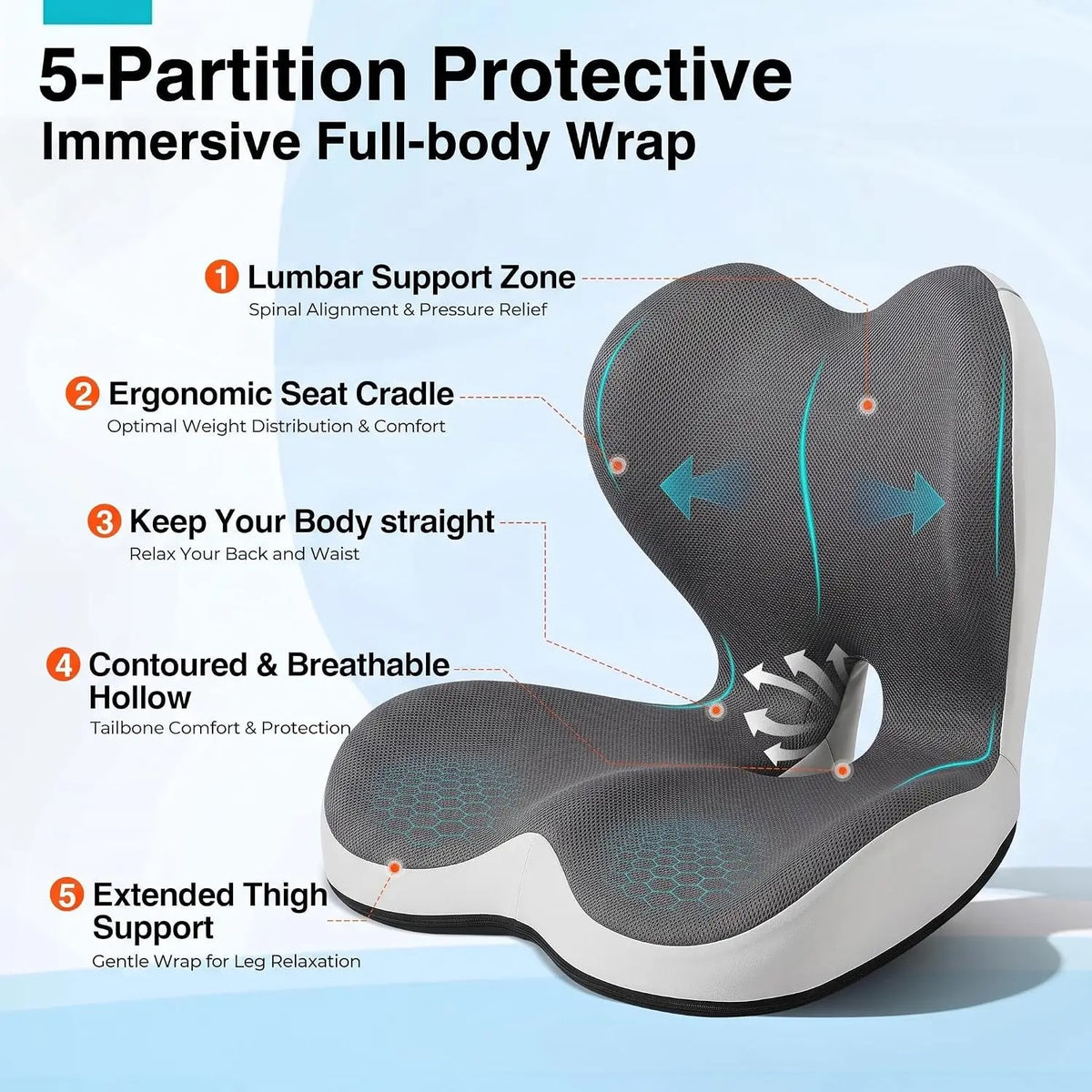 Driver's Seat and Back Cushion, One Piece Memory Foam for Truck Seats